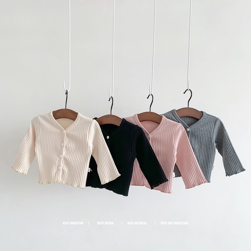 Áo Sơ Mi Cotton Dài Tay Phối Bèo Xinh Xắn Dành Cho Bé 0-2 Tuổi