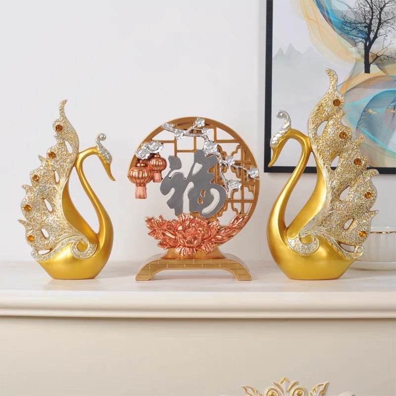 Tượng Decor Cặp Đôi Thiên Nga Thủy Chung Trang Trí Phòng Ngủ, Phòng Khách