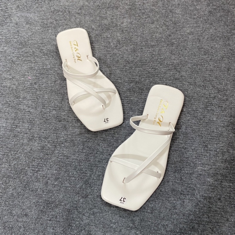 Dép xỏ ngón nữ lê bệt mũi vuông quai mảnh 3 bính ngang chéo đi biển đi chơi mới giá rẻ đẹp mùa hè, Dép kiểu nữ chéo ngón