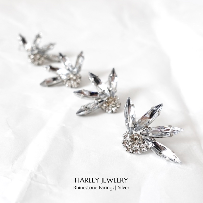 Bông tai, khuyên tai đi tiệc ✨đính đá hình bông xoa✨, phong cách sang trọng, thanh lịch 🌷Harley Jewelry🌷