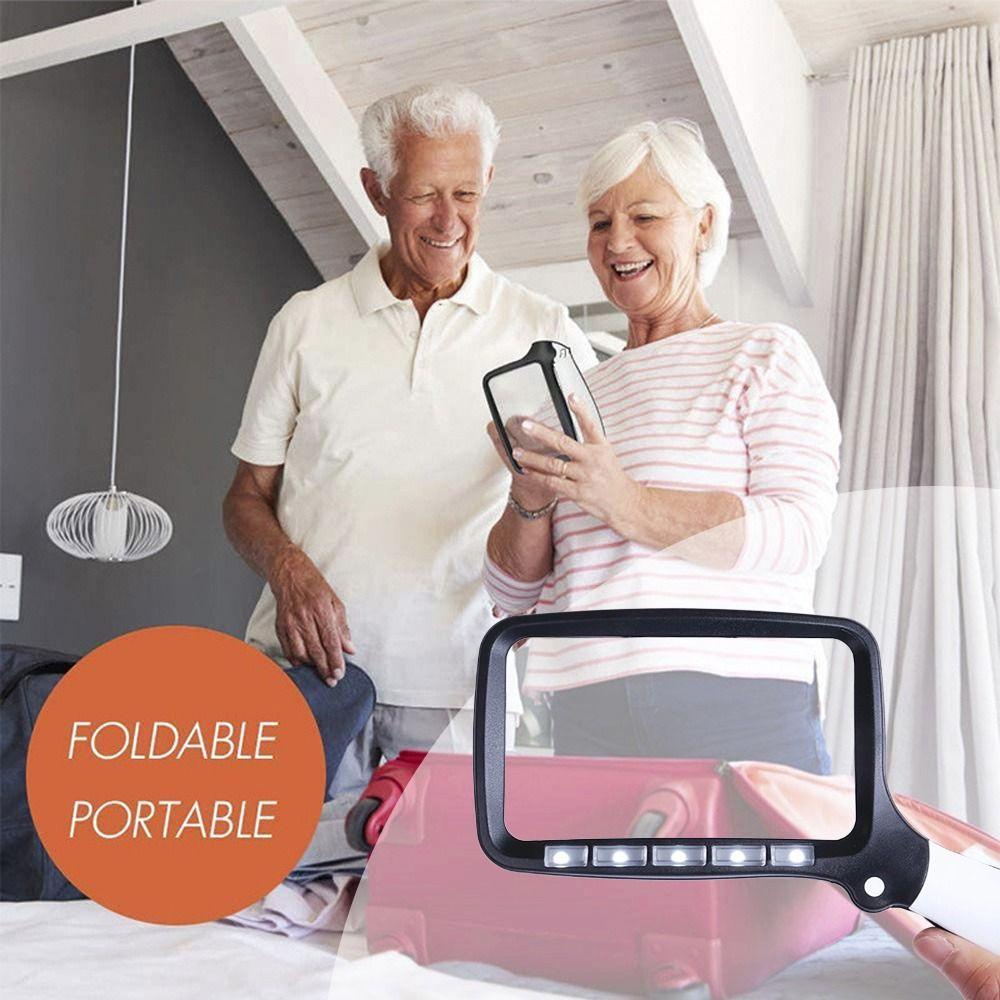 MUVAKO Kính Lúp Chuyên Nghiệp  Có Đèn Led 5 Bóng Lens 2X 3X