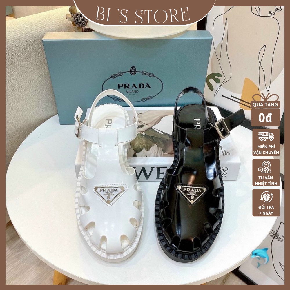 Sandal Nữ, Xăng Đan Da Đế Độn 5cm Bít Mũi Phong Cách Cổ Điển Thời Trang