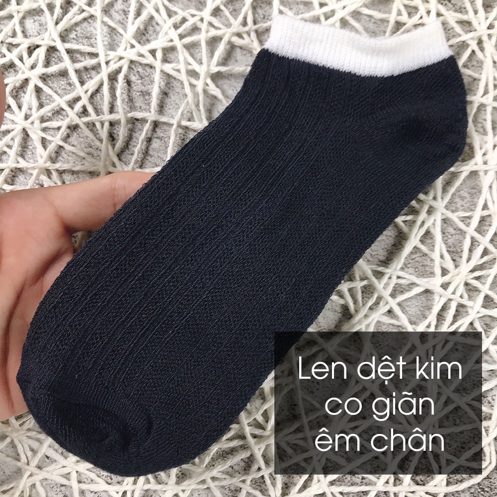 Vớ Cổ Ngắn Nam Nữ, Tất Cổ Ngắn Unisex Phong Cách Hàn Quốc màu Trắng Đen Vải Cotton 88344