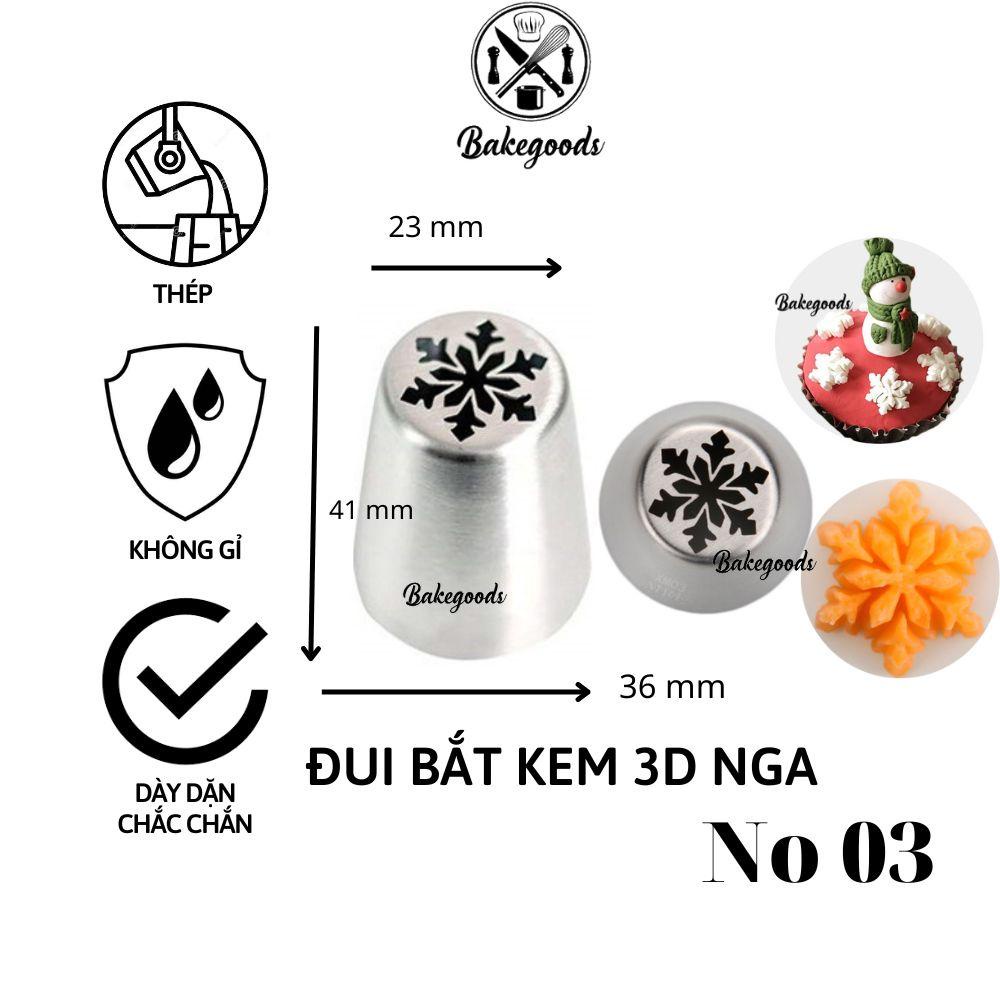 Đui Bắt Kem 3D Nga Noel, đuôi bắt hoa 3D Nga hình giáng sinh dùng trang trí bánh sinh nhật, bánh quy, cupcake (No 03)