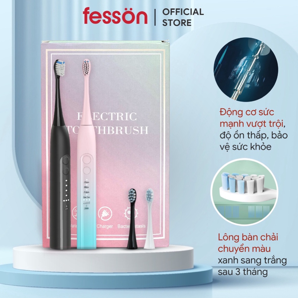 Combo 2 bàn chải điện Fesson MJ K518 4 chế độ làm sạch vượt trội