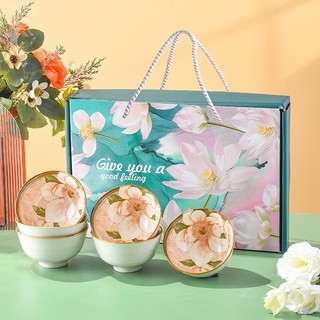 Hàng có săn hàng có sẵn bộ 6 bát cơm hoa trà,quà tặng sang trọng ,bộ 6 bát cao cấp gốm sứ cao cấp