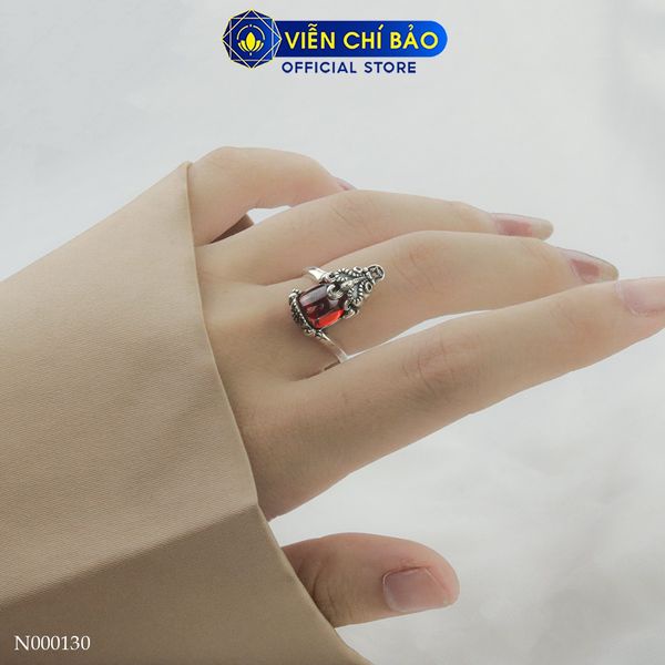 Nhẫn bạc nữ tỳ hưu kim tiền đá đỏ mới chất liệu bạc 925 thời trang phụ kiện trang sức Viễn Chí Bảo N000130