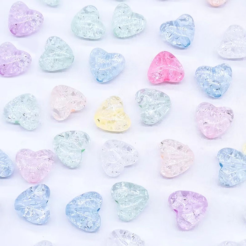 Túi 20 hạt xỏ lỗ hình trái tim pha lê 10*10mm dùng làm trang sức thủ công