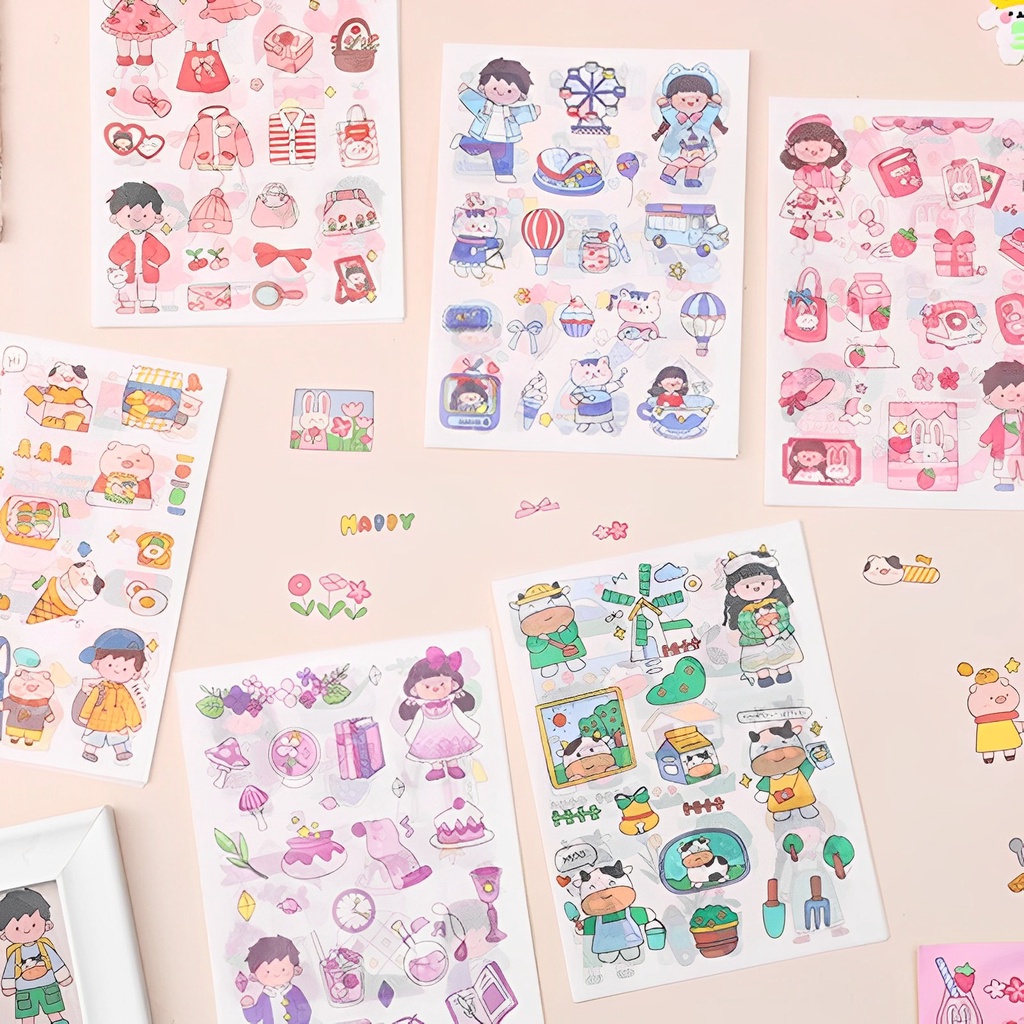 Set 4 Sticker Dán Tường Hình Nhân Vật Hoạt Hình Dễ Thương