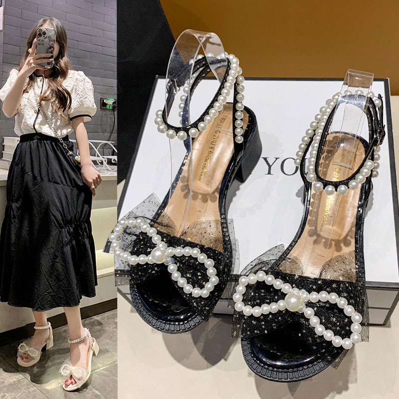 Xăng đan Cao Gót Đế Dày Quai Ngang Thiết Kế Mới Thời Trang Cho Nữ