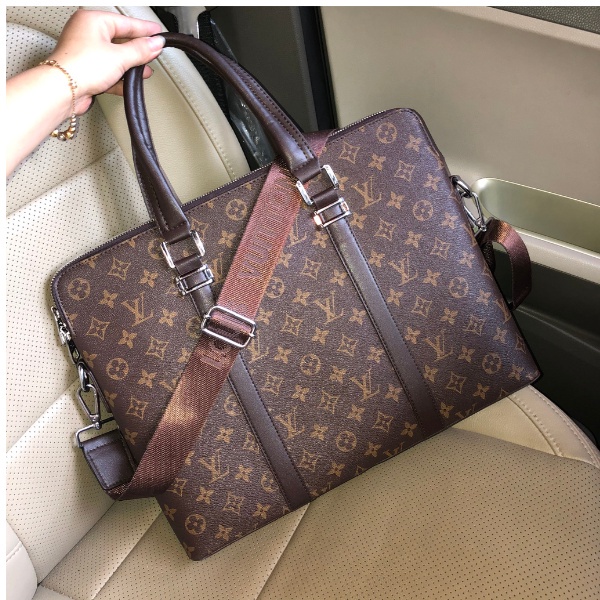 Cặp Da Nam Công Sở LV Cao Cấp, Túi Đựng Laptop 15.6 in Chất Liệu Da THật Bảo Hành 12 Tháng