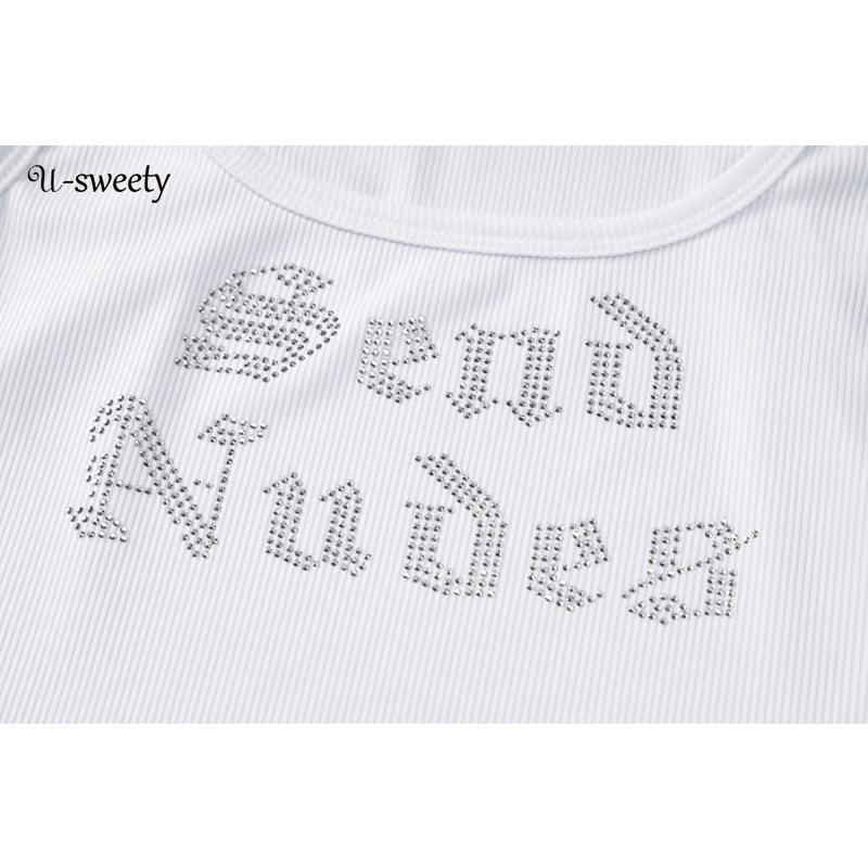 Áo Tank Top Sát Nách Cổ Chữ U In Chữ Quyến Rũ Thời Trang Cho Nữ