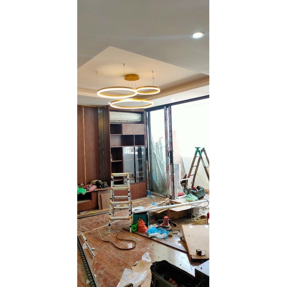 Đèn thả decor tách đế riêng biệt,Đèn trang trí phòng khách hiện đại khung hợp kim sơn tĩnh điện ánh sáng 3 chế độ màu