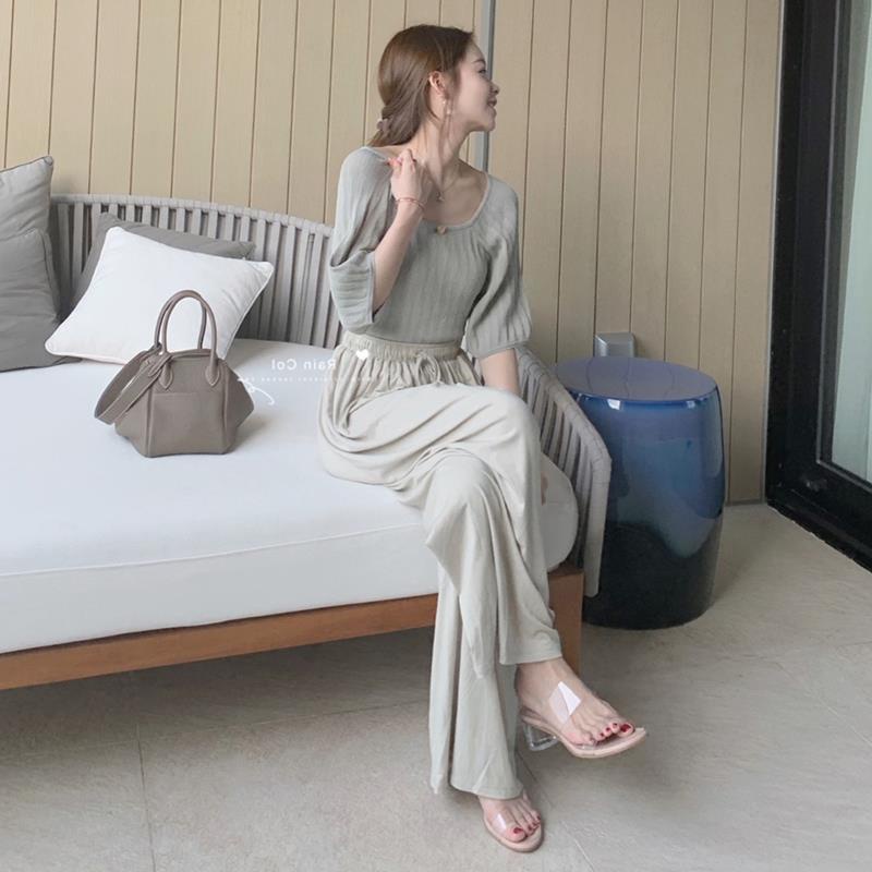 Áo Dệt Kim Tay Ngắn Cổ Vuông Dáng Rộng Vải Lụa Mát Thời Trang Cao Cấp Cho Nữ