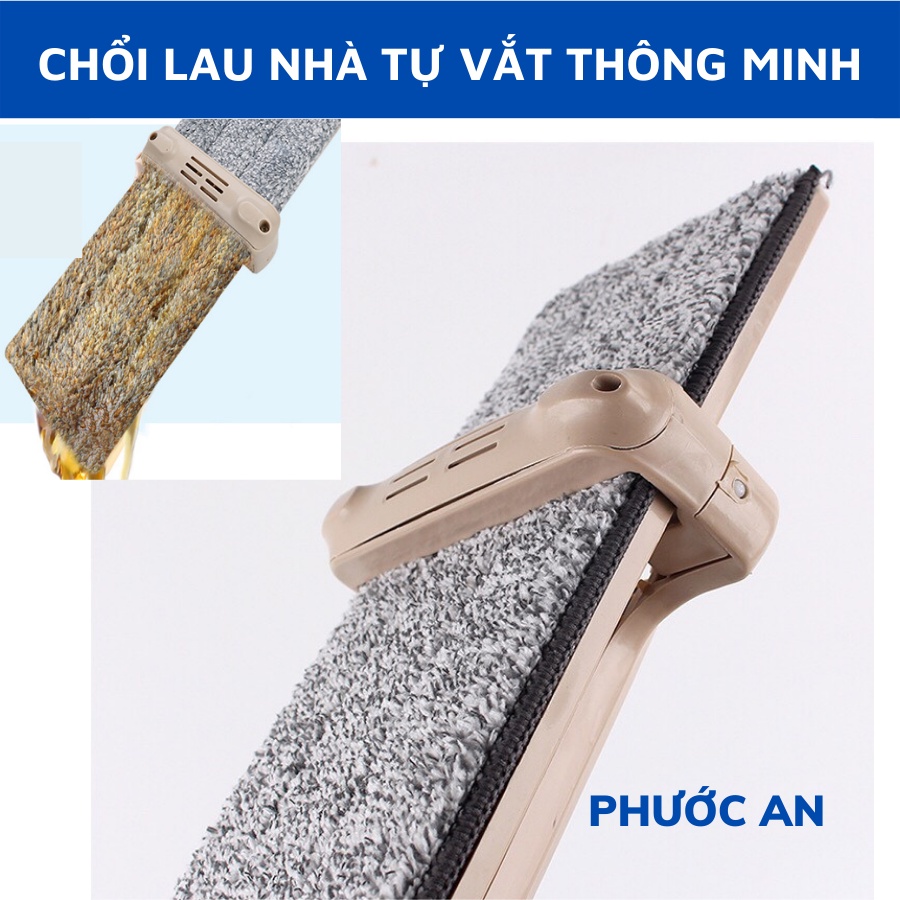 Cây lau nhà tự vắt thông minh - Chổi lau nhà tự vắt 360 độ Tặng kèm bông lau