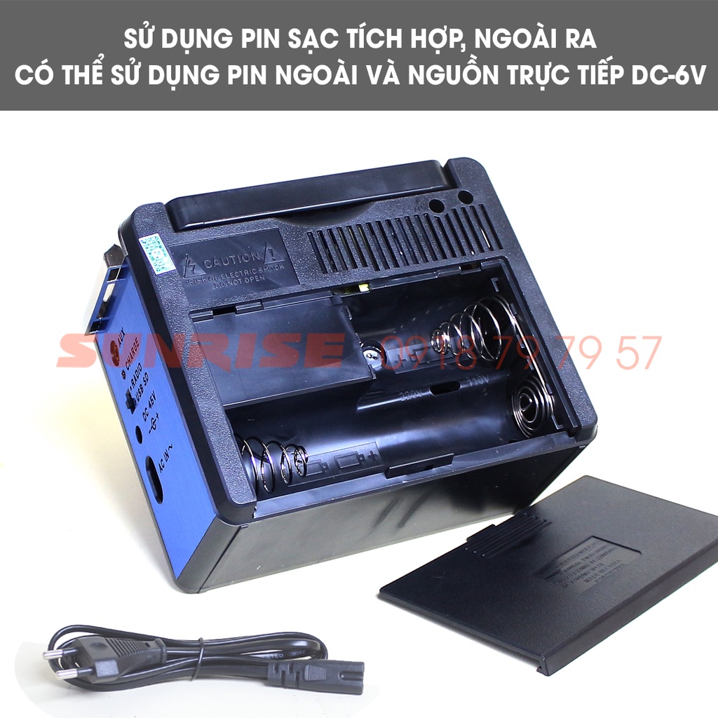 Radio nghe đài FM SH-413U tích hợp đèn LED, Loa đài FM nghe nhạc MP3, Thẻ nhớ, USB - SUNRISE