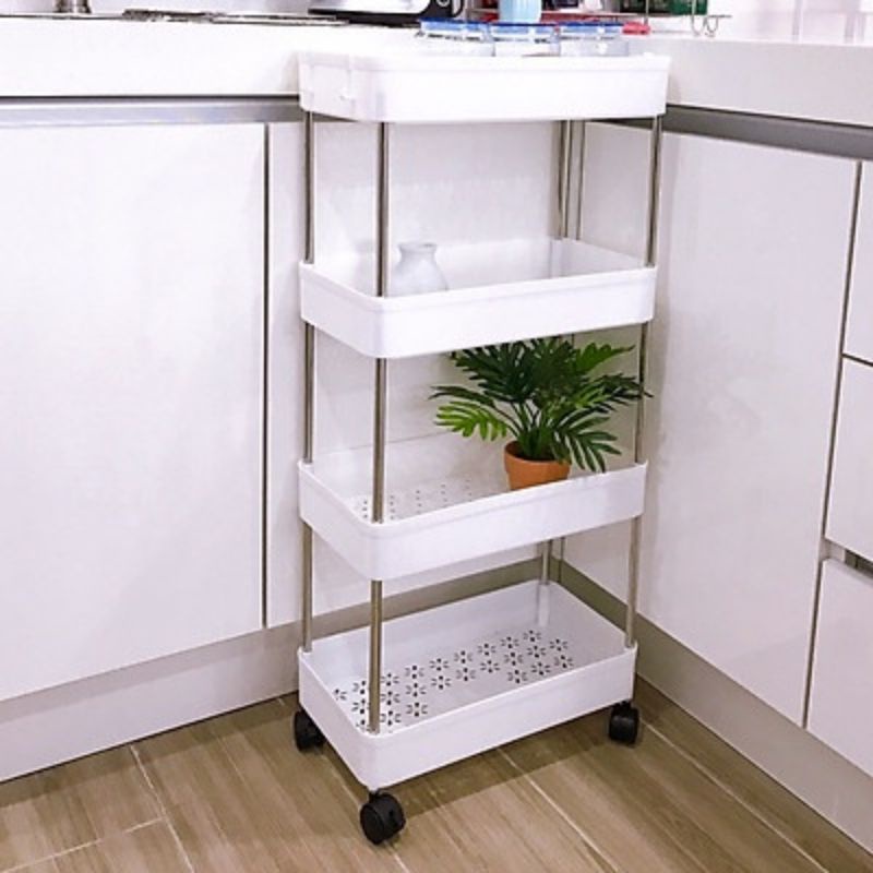 kệ đựng đồ chuyên dùng trong spa, đựng đồ nhà bếp có bánh xe thanh chống inox 9397