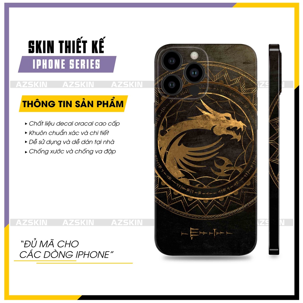 Miếng Dán Skin In Hình Gaming Rồng Dành Cho IPhone |SK_IPGMG65| Film 3M Chính Hãng, Cán Phủ Chống Bay Màu