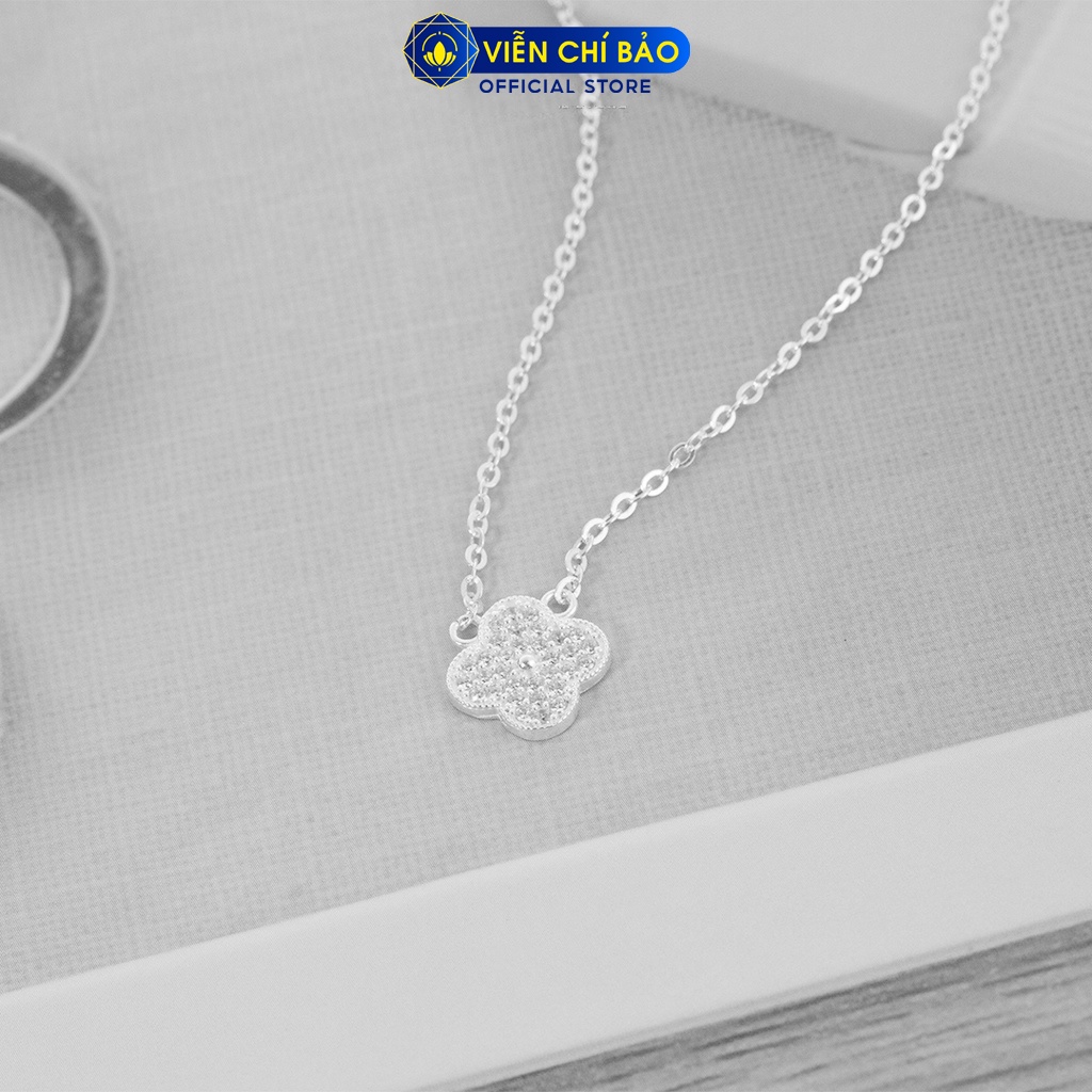 Dây chuyền cỏ đính đá chất liệu bạc 925 thời trang phụ kiện trang sức nữ Viễn Chí Bảo D400885