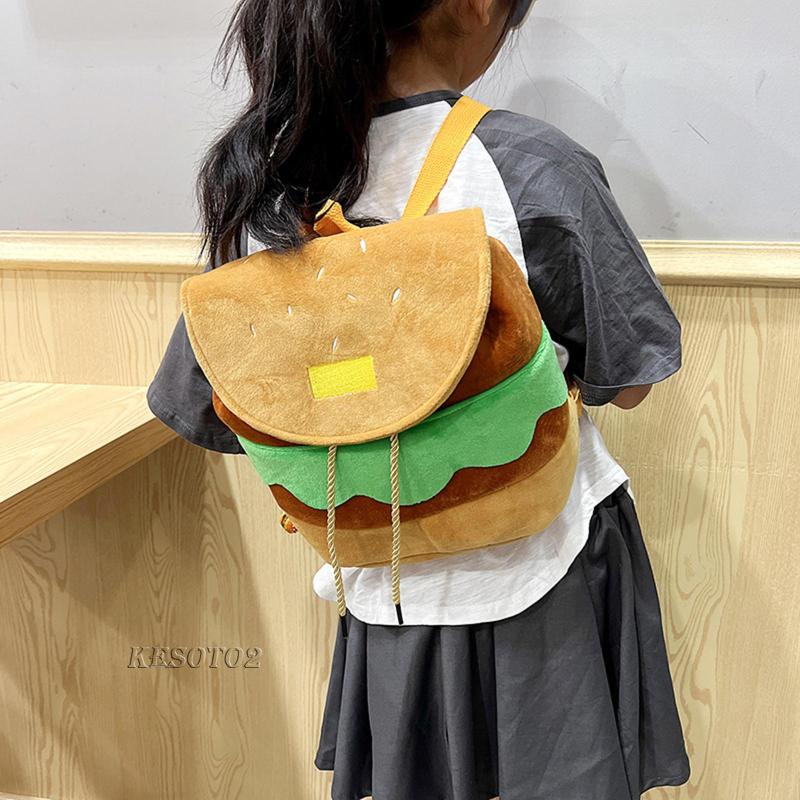 Balo Nhung Lông Hình Hamburger Hoạt Hình Vui Nhộn Thời Trang Dành Cho Trẻ Nhỏ