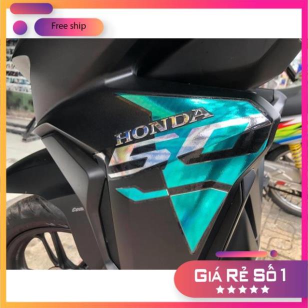 FREE SHIP + QUÀ TẶNG Tem rời Vario Malay xanh ngọc dán xe đen chất liệu Crom cao cấp