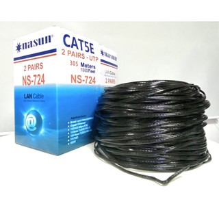 . cáp mạng 4 lõi đồng có gia cường nasun ns-724 vỏ pvc đặc ngoài trời