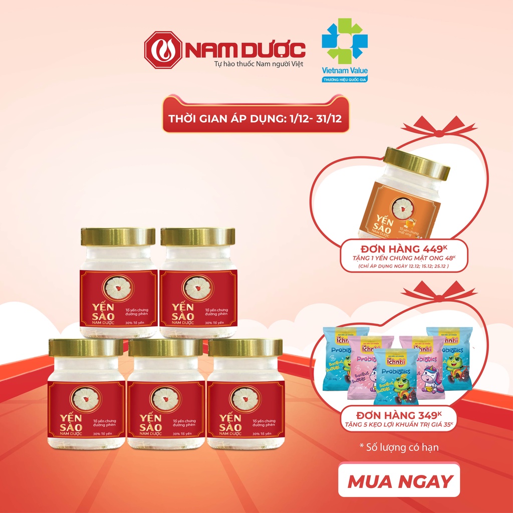Yến sào Nam Dược tổ yến chưng đường phèn hộp 1 lọ 70ml