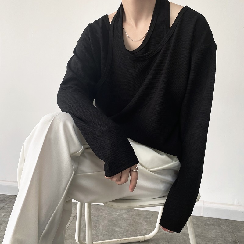 November Áo Thun Tay Dài Giả Hai Lớp Dáng Rộng Phong Cách Hàn Quốc Thời Trang Mùa Thu Cho Nam