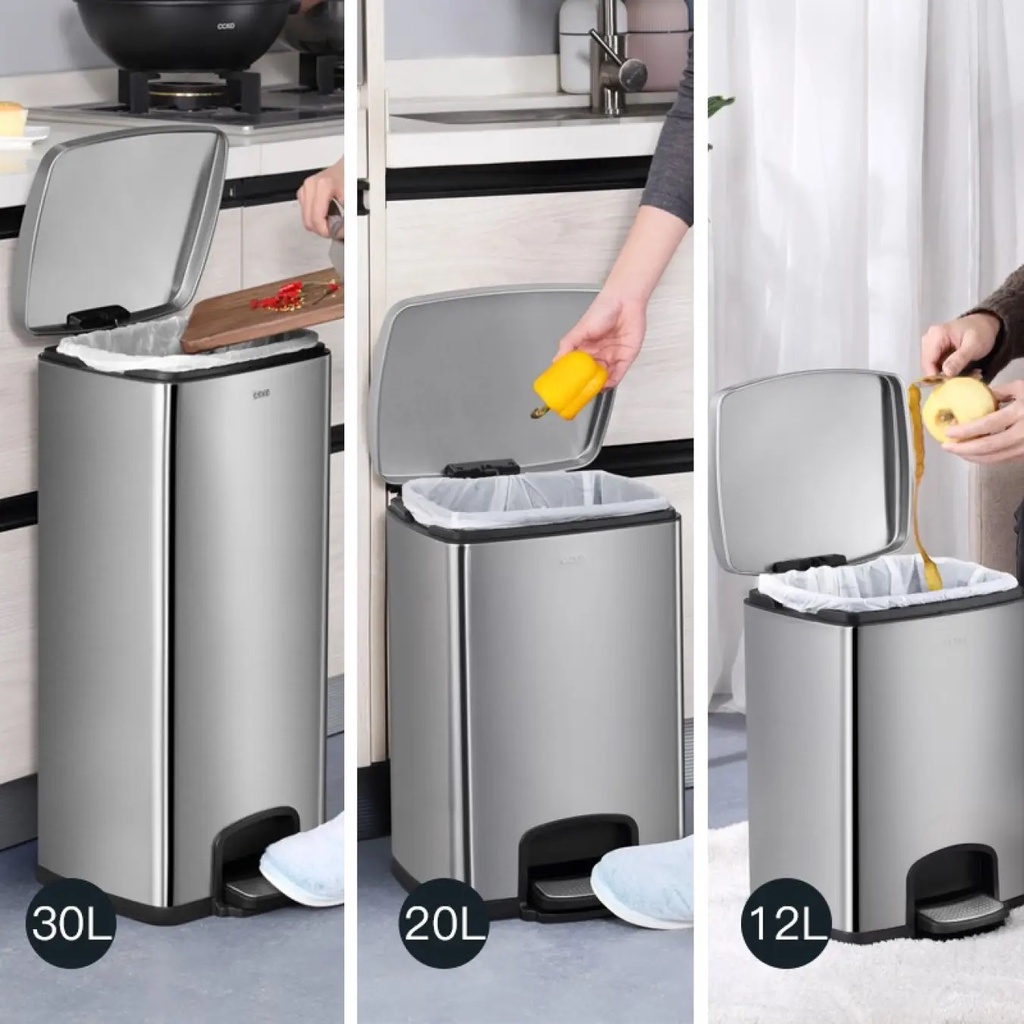 Thùng rác đạp chân CCKO có nắp đậy bật Inox cao cấp CK9934 phòng khách nhà bếp nhiều màu 5L 8L 12L 20L 30L