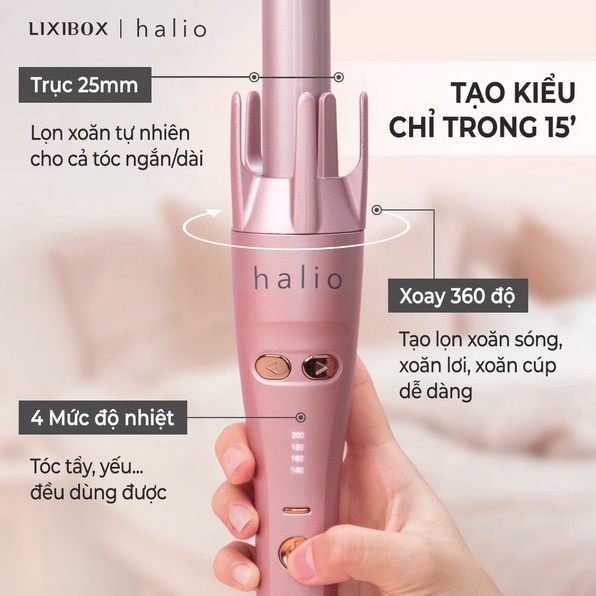 Máy Uốn Tóc Tự Xoay Ion Âm Halio Auto Rotating Hair Curler - Hàng chính hãng - Bảo hành 12 tháng