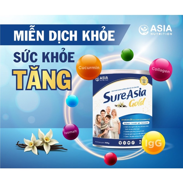 Sữa bột dinh dưỡng Sure Asia Gold 400g chính hãng nguyên liệu nhập khẩu từ Hoa Kỳ tác dụng tốt sức khỏe người cao tuổi