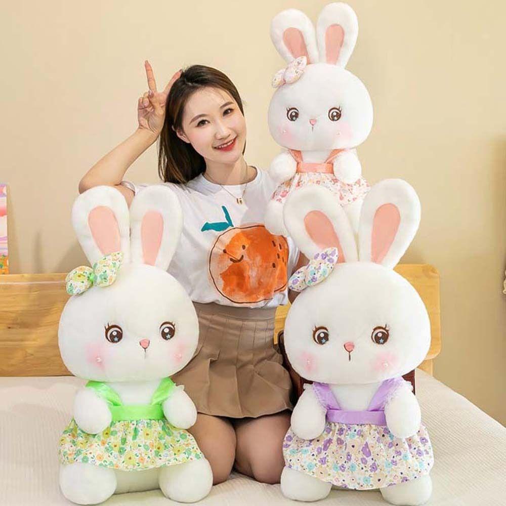 Đồ chơi nhồi bông Hình Thỏ Mặc Váy Hoa Dễ Thương Cho Bé