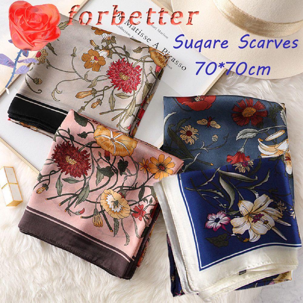 Khăn quàng cổ bằng lụa in họa tiết hoa nhỏ thanh lịch cho nữ