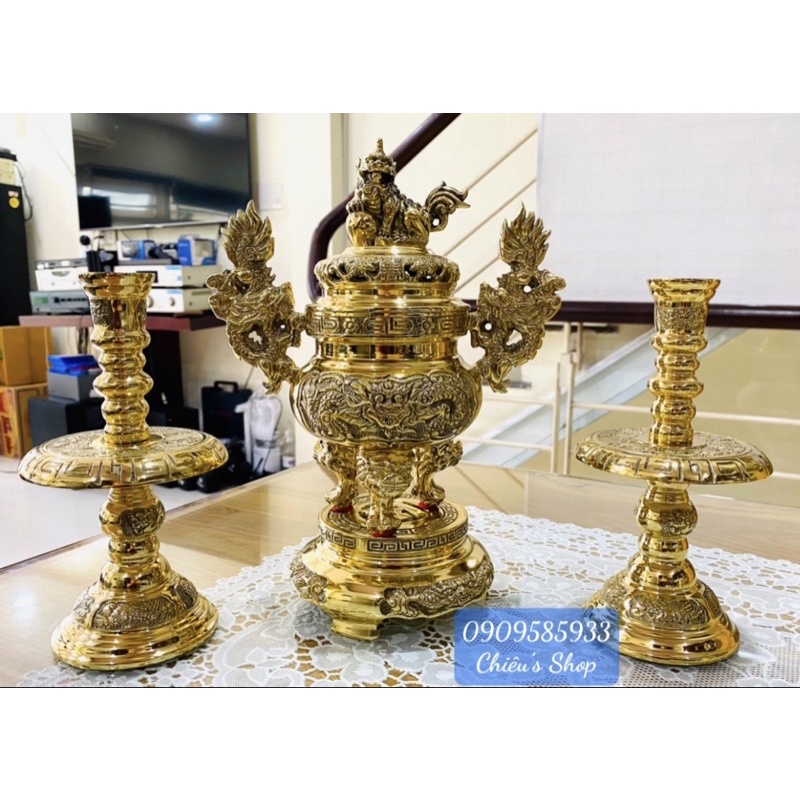 Bộ đỉnh lư đồng 25,5cm