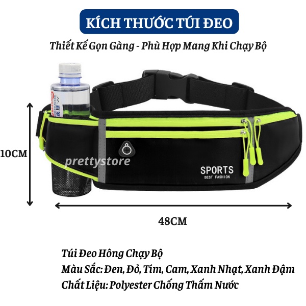 Túi Đeo Hông Chạy Bộ Nam Nữ Chống Nước Có Ngăn Để Chai Nước Tiện Dụng, Đai Đeo Đựng Điện Thoại