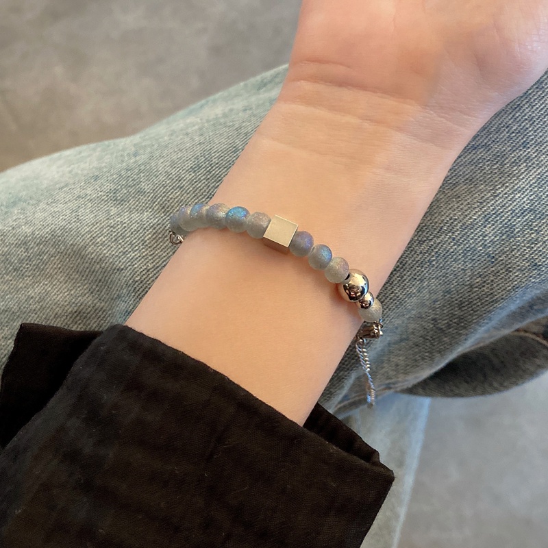 Vòng Tay Chuỗi Hạt Bằng Thép Titan Phong Cách hip hop Hàn Quốc Thời Trang Cho Nữ