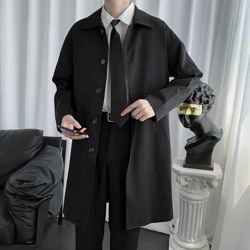 Áo khoác nam dáng dài form rộng, Áo khoác măng tô unisex phong cách Hàn Quốc 2 lớp