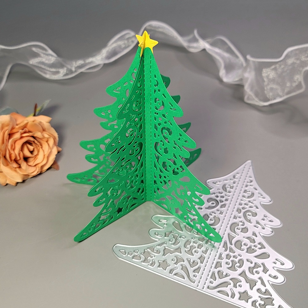 ❥ ❈ Cây Giáng Sinh Cắt Kim Loại Chết Giấy Dập Nổi Giấy Thêu Sò Thiệp Chúc Mừng Thủ Công DIY Cắt Chết