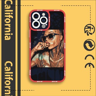 Ốp lưng iphone samsung xiaomi oppo cạnh vuông JMCase Vintage Black American Girl Painting