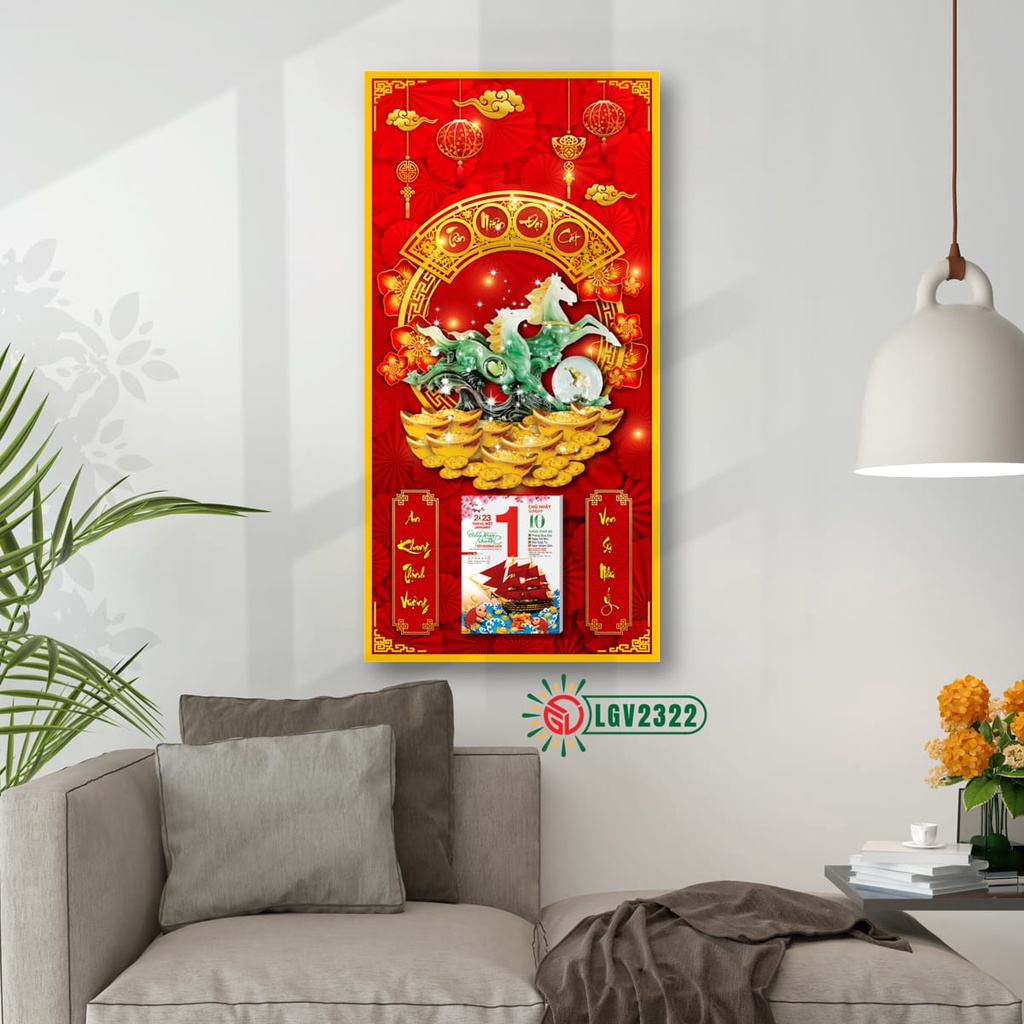 Lịch gỗ Song Mã Cát Tường IMWI GIMIVINA LGV2322 treo tường