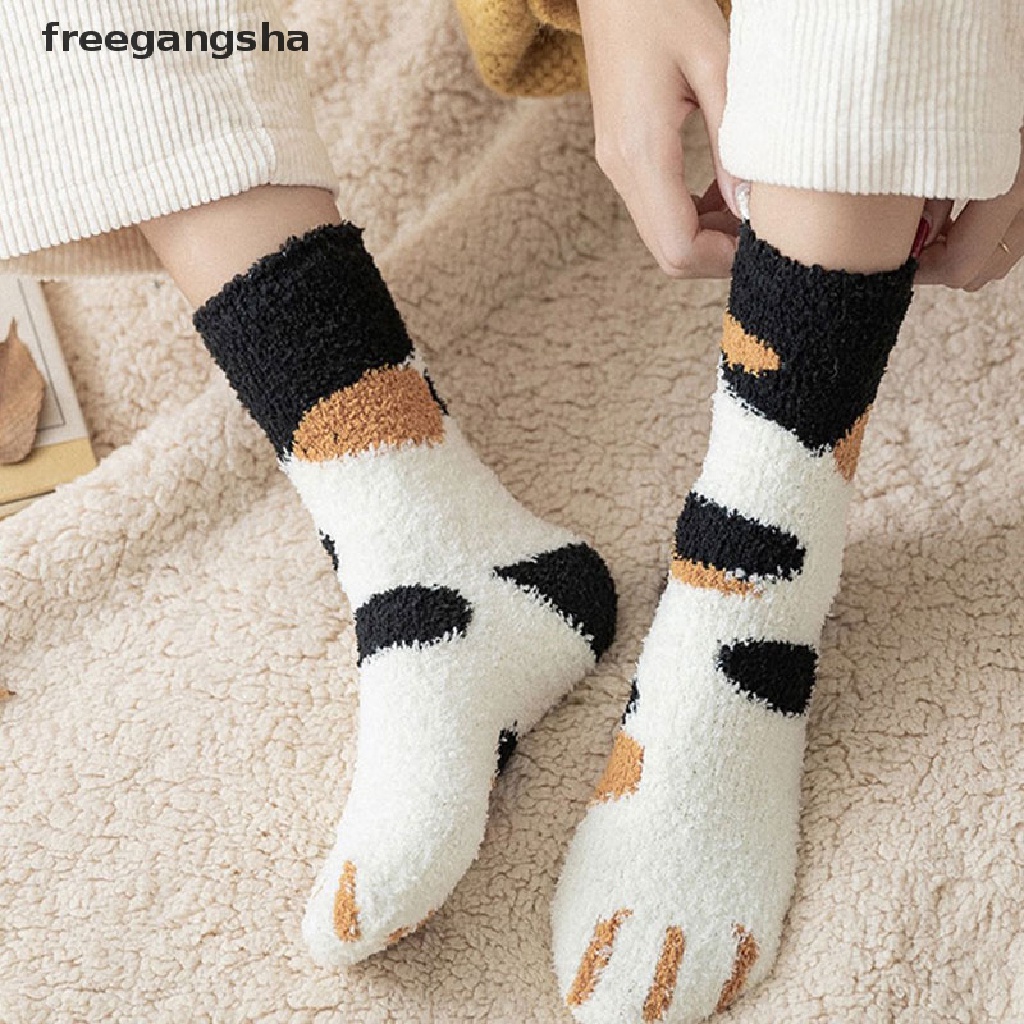 [FREG] Vớ Cotton Pha Dày Giữ Ấm Thiết Kế Hình Chân Mèo Mới Lạ Cho Nữ FDH
