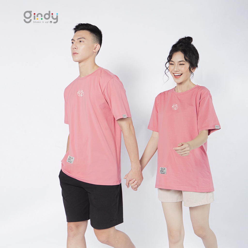 Áo phông thun trơn nam nữ chất cotton GINDY tay lỡ nhiều màu form rộng basic phong cách thời trang unisex A038