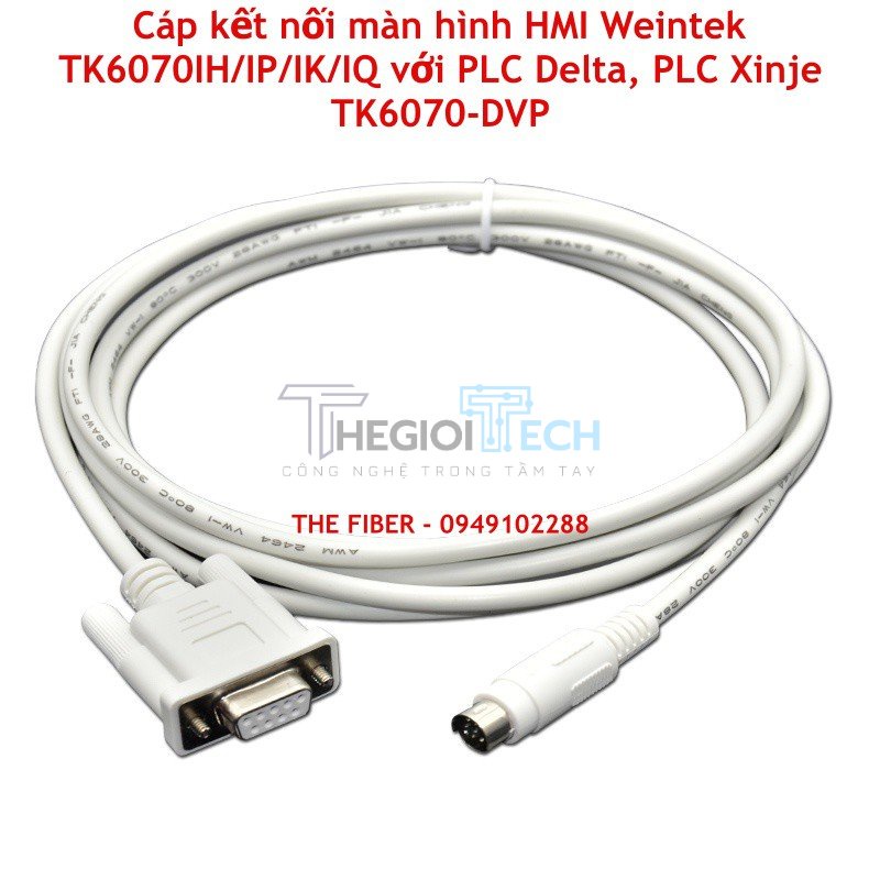 Cáp kết nối màn hình HMI Weintek TK6070IH/IP/IK/IQ với PLC Delta, PLC Xinje TK6070-DVP - Dài 2M