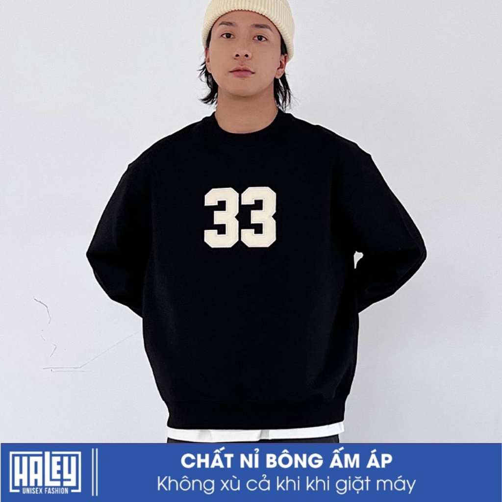Áo Sweater mã HD25 Nam Nữ Unisex Phong Cách Hàn Quốc Street Style Cá tính 33 HALEY Chát nỉ bông Đẹp