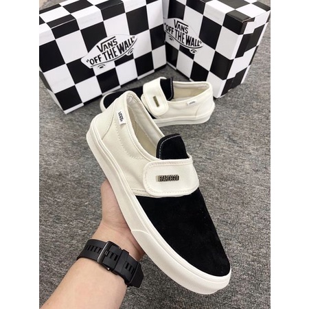 ( MEME SNEAKER )Giày Vans fear of god slipon trắng đen, giày Van fog âm dương quai dán cao cấp