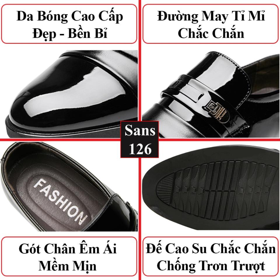 ⛅ Giày tây nam cao cấp Sans126 da bóng công sở hàn quốc đẹp không dây big size đại to lớn 44 45 46 47 48 cỡ nhỏ 38 39 40