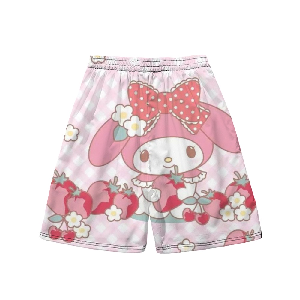 Quần Short Thể Thao Đi Biển Nhanh Khô Đính Nơ Dâu Tây Dễ Thương Cho Nam Và Nữ