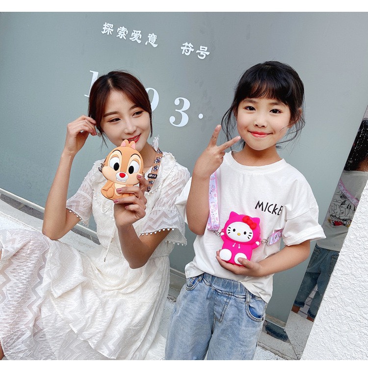 Túi xách đeo chéo silicon hình mèo kitty thời trang dễ thương