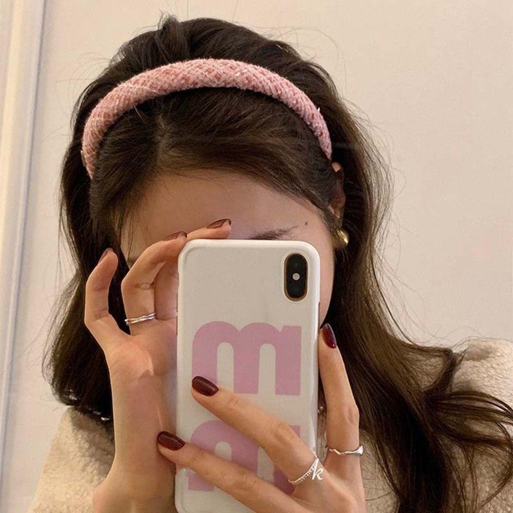 Băng Đô Cài Tóc Bằng Xốp Và Vải Mỏng Phối Kim Loại Kiểu Pháp Dễ Thương