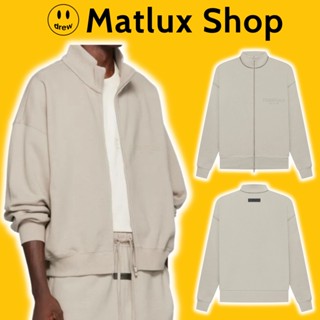 Áo khoác zip FEAR OF GOD FOG ESSENTIALS SS22 Smoke cao cấp, Áo khoác nỉ kéo khóa ESSENTIALS in chữ nhung form rộng